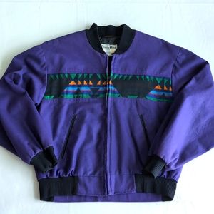 Vintage Pioneer Wear Purple Long Sleeve Jacket Southwest Print Size Medium